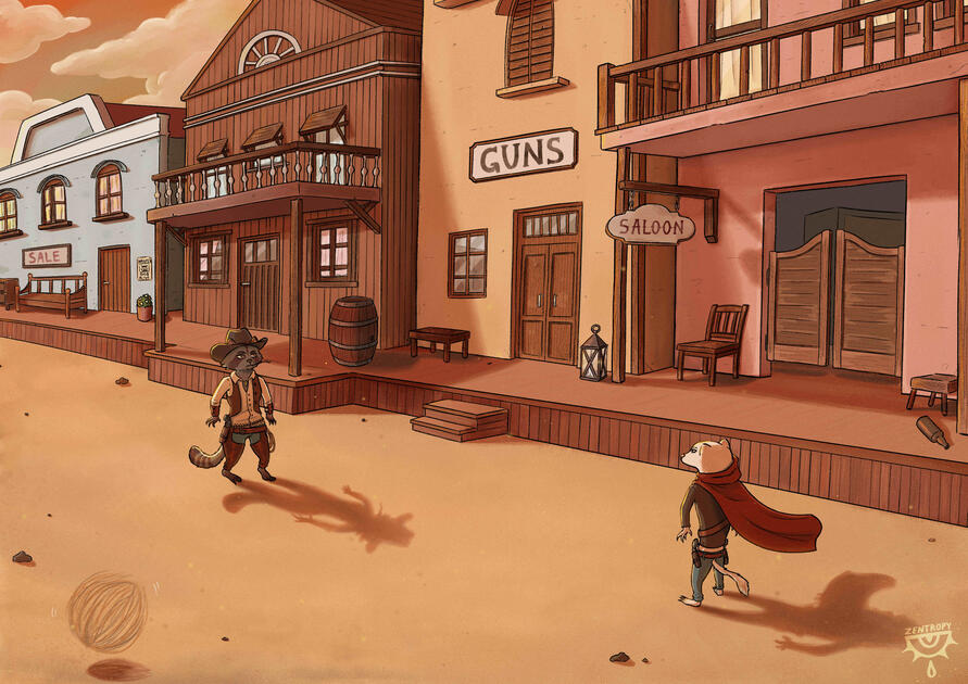 Furry cowboys standoff